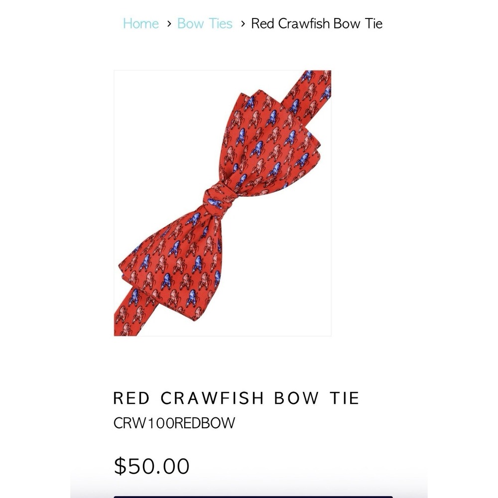 Pelican Coast Mens Silk Bow Tie  Novelty Self Tie Crawfish Red Lobster Bowtie